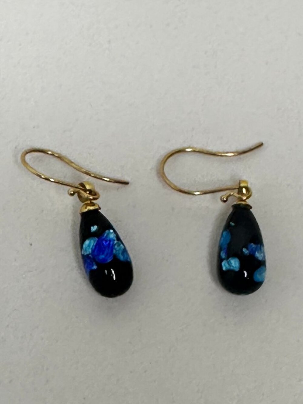Okinawa Hotaru Glass Blue Teardrop Earrings Japan